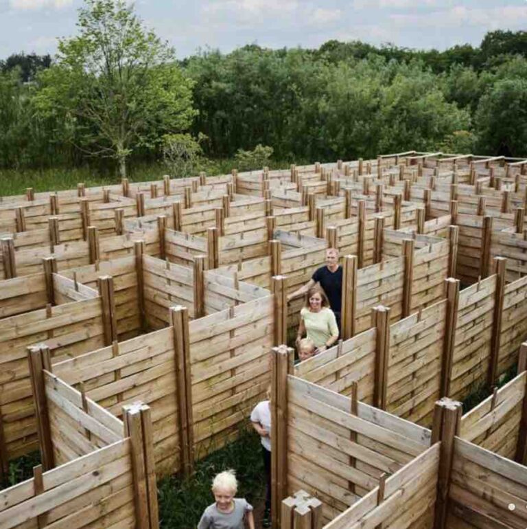 wow park Billund stor labyrint af træ hegn
